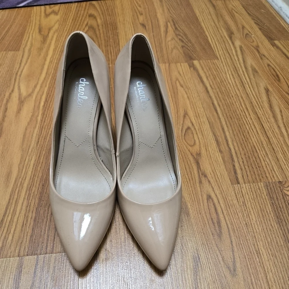 Charles by Charles David Nude Kitten Heel Pumps 8.5M Patent Work